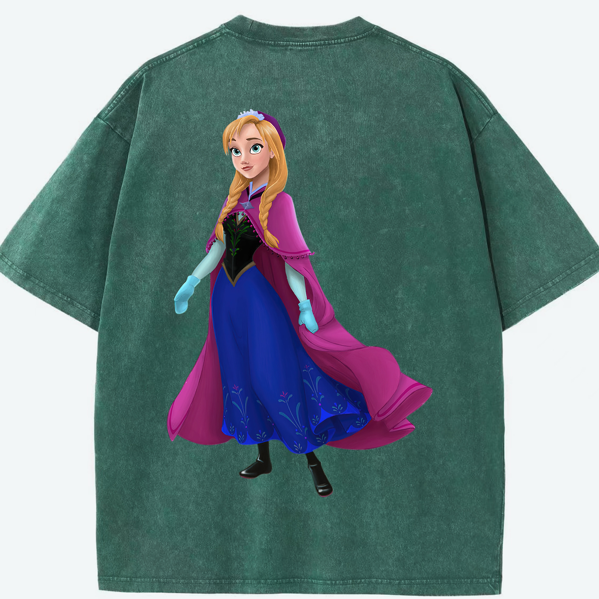 （画像用） アナと雪の女王 アンナ エルサ Frozen Anna Elsa 綿100% ヴィンテージ風 半袖Tシャツ（背面プリント）